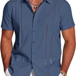 Stylish Blue Men's Short Sleeve Shirt